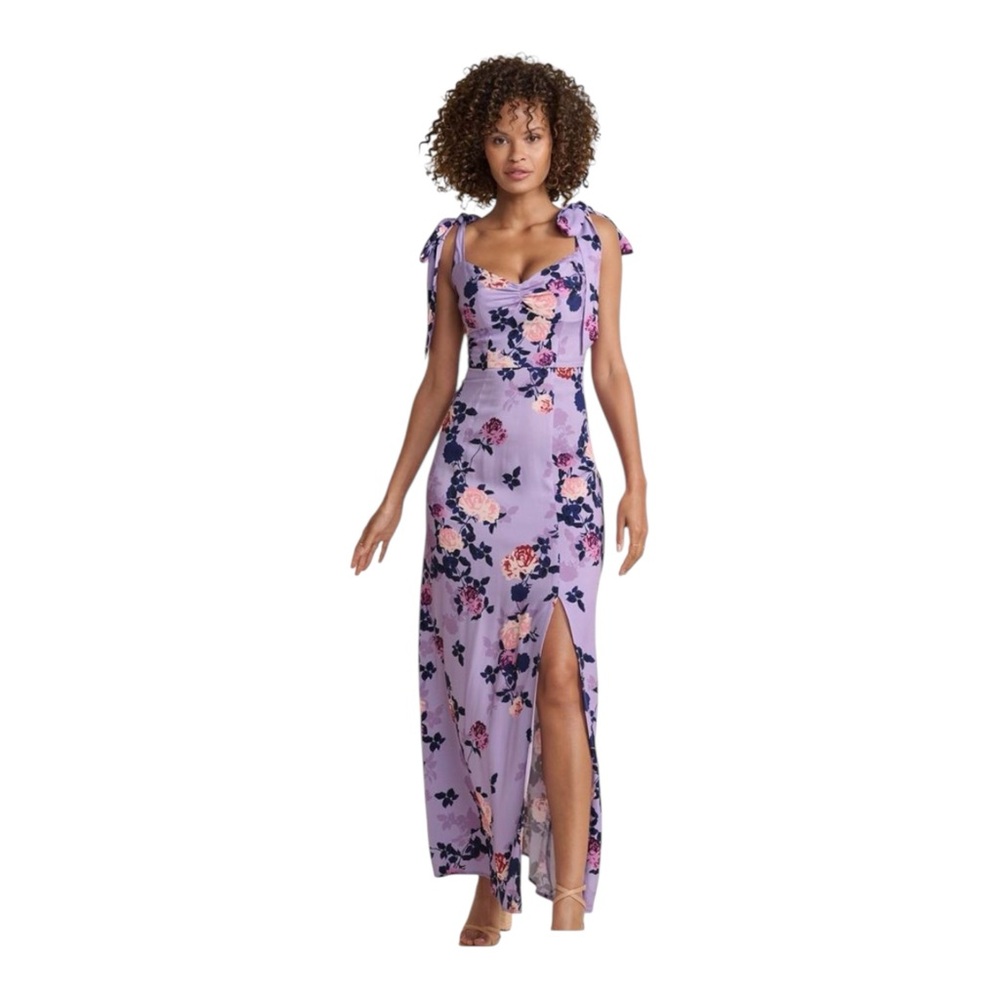 VENUS Purple Asymmetrical Maxi Dress with Sweetheart Neckline